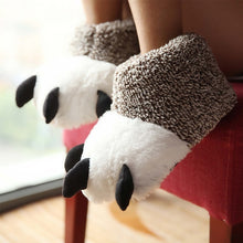 Load image into Gallery viewer, Home Warm Non-Slip Plush Tiger Claw Dinosaur Animal Claw Hand-Shaped Brush Cover Heel Men/ Women Couple Cotton Slippers Winter