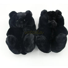 Load image into Gallery viewer, Women Teddy Bear Plush Slippers Cartoon Cute Bear House Slipper Winter Warm Furry Faux Fur Slides Woman Furry Flip Flop Shoes