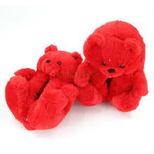 Load image into Gallery viewer, Women Teddy Bear Plush Slippers Cartoon Cute Bear House Slipper Winter Warm Furry Faux Fur Slides Woman Furry Flip Flop Shoes