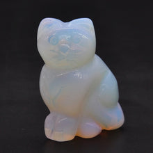 Load image into Gallery viewer, 1.5" Cat Statue Natural Gemstone Carving Healing Crystal Animals Figurines Reiki Stones Decoration Wholesale