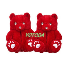 Load image into Gallery viewer, Women Teddy Bear Plush Slippers Cartoon Cute Bear House Slipper Winter Warm Furry Faux Fur Slides Woman Furry Flip Flop Shoes