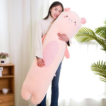 Load image into Gallery viewer, Animals Long Bolster Plushie Toy Soft Stuffed Striped Dinosaur Pig Panda Cat Pillow Kid Adult Sleeping Friend Gift Kawaii Plush