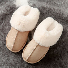 Load image into Gallery viewer, Plush warm Home flat slippers Lightweight soft comfortable winter slippers Women's cotton shoes Indoor plush slippers