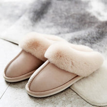 Load image into Gallery viewer, Plush warm Home flat slippers Lightweight soft comfortable winter slippers Women's cotton shoes Indoor plush slippers