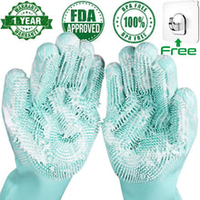 Load image into Gallery viewer, Magic Silicone Dishwashing Gloves Scrubber Dish Washing Sponge Rubber Scrub Gloves Kitchen Cleaning Tools 1 Pair Soft
