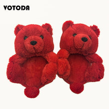 Load image into Gallery viewer, Women Teddy Bear Plush Slippers Cartoon Cute Bear House Slipper Winter Warm Furry Faux Fur Slides Woman Furry Flip Flop Shoes