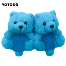 Load image into Gallery viewer, Women Teddy Bear Plush Slippers Cartoon Cute Bear House Slipper Winter Warm Furry Faux Fur Slides Woman Furry Flip Flop Shoes