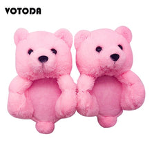 Load image into Gallery viewer, Women Teddy Bear Plush Slippers Cartoon Cute Bear House Slipper Winter Warm Furry Faux Fur Slides Woman Furry Flip Flop Shoes