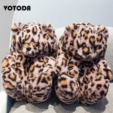 Load image into Gallery viewer, Women Teddy Bear Plush Slippers Cartoon Cute Bear House Slipper Winter Warm Furry Faux Fur Slides Woman Furry Flip Flop Shoes