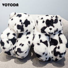 Load image into Gallery viewer, Women Teddy Bear Plush Slippers Cartoon Cute Bear House Slipper Winter Warm Furry Faux Fur Slides Woman Furry Flip Flop Shoes