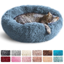 Load image into Gallery viewer, Round Cat Bed Dogs Bed House Kennel Pet Mats Soft Long Plush Mat Pet Warm Basket Cushion Cats House Sofa Machine Wash Kennel