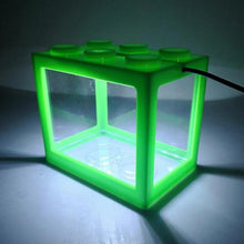 Load image into Gallery viewer, USB Mini Fish Tank Betta Mini Aquarium with LED Light Creative Building block home office Tea Table decoration Fish Feeding box