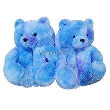 Load image into Gallery viewer, Women Teddy Bear Plush Slippers Cartoon Cute Bear House Slipper Winter Warm Furry Faux Fur Slides Woman Furry Flip Flop Shoes