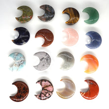 Load image into Gallery viewer, 30MM Moon Shaped Statue Natural Crystal Stone Colorfull Mascot Meditation Healing Reiki Gemstone Gift Collection and Home Decor