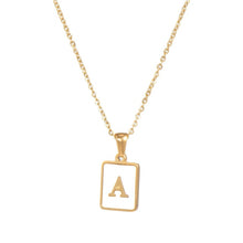 Load image into Gallery viewer, 18K Golden plate Chain Necklaces Square Natural Shell Initial Letters Pendant love matching boyfriend girlfriend custom handmade