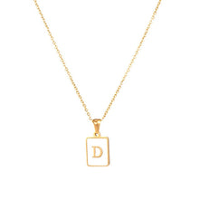 Load image into Gallery viewer, 18K Golden plate Chain Necklaces Square Natural Shell Initial Letters Pendant love matching boyfriend girlfriend custom handmade
