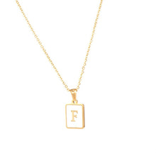 Load image into Gallery viewer, 18K Golden plate Chain Necklaces Square Natural Shell Initial Letters Pendant love matching boyfriend girlfriend custom handmade