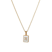 Load image into Gallery viewer, 18K Golden plate Chain Necklaces Square Natural Shell Initial Letters Pendant love matching boyfriend girlfriend custom handmade