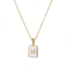 Load image into Gallery viewer, 18K Golden plate Chain Necklaces Square Natural Shell Initial Letters Pendant love matching boyfriend girlfriend custom handmade