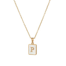 Load image into Gallery viewer, 18K Golden plate Chain Necklaces Square Natural Shell Initial Letters Pendant love matching boyfriend girlfriend custom handmade
