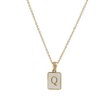 Load image into Gallery viewer, 18K Golden plate Chain Necklaces Square Natural Shell Initial Letters Pendant love matching boyfriend girlfriend custom handmade