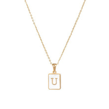 Load image into Gallery viewer, 18K Golden plate Chain Necklaces Square Natural Shell Initial Letters Pendant love matching boyfriend girlfriend custom handmade