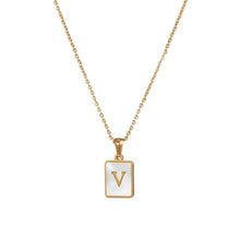 Load image into Gallery viewer, 18K Golden plate Chain Necklaces Square Natural Shell Initial Letters Pendant love matching boyfriend girlfriend custom handmade