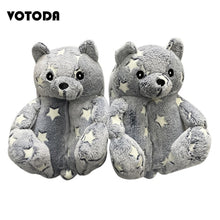 Load image into Gallery viewer, Women Teddy Bear Plush Slippers Cartoon Cute Bear House Slipper Winter Warm Furry Faux Fur Slides Woman Furry Flip Flop Shoes