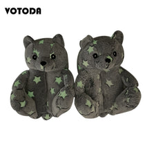 Load image into Gallery viewer, Women Teddy Bear Plush Slippers Cartoon Cute Bear House Slipper Winter Warm Furry Faux Fur Slides Woman Furry Flip Flop Shoes