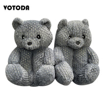 Load image into Gallery viewer, Women Teddy Bear Plush Slippers Cartoon Cute Bear House Slipper Winter Warm Furry Faux Fur Slides Woman Furry Flip Flop Shoes