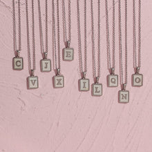 Load image into Gallery viewer, 18K Golden plate Chain Necklaces Square Natural Shell Initial Letters Pendant love matching boyfriend girlfriend custom handmade