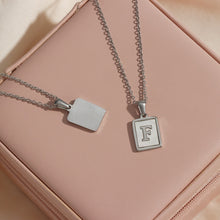 Load image into Gallery viewer, 18K Golden plate Chain Necklaces Square Natural Shell Initial Letters Pendant love matching boyfriend girlfriend custom handmade