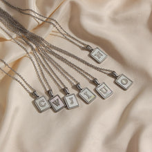 Load image into Gallery viewer, 18K Golden plate Chain Necklaces Square Natural Shell Initial Letters Pendant love matching boyfriend girlfriend custom handmade