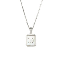 Load image into Gallery viewer, 18K Golden plate Chain Necklaces Square Natural Shell Initial Letters Pendant love matching boyfriend girlfriend custom handmade