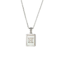 Load image into Gallery viewer, 18K Golden plate Chain Necklaces Square Natural Shell Initial Letters Pendant love matching boyfriend girlfriend custom handmade