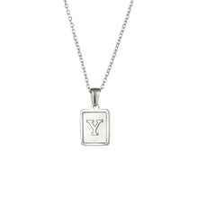 Load image into Gallery viewer, 18K Golden plate Chain Necklaces Square Natural Shell Initial Letters Pendant love matching boyfriend girlfriend custom handmade