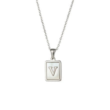 Load image into Gallery viewer, 18K Golden plate Chain Necklaces Square Natural Shell Initial Letters Pendant love matching boyfriend girlfriend custom handmade