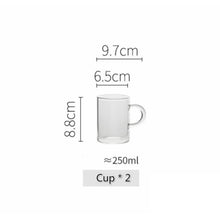 Load image into Gallery viewer, 1.7L Glass Water Pitcher with Handle and Bamboo Lid Drip-Free Tea Pitcher Glass Cold Hot Water Jug with 2 Cups Heat Resisttant