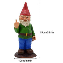 Load image into Gallery viewer, Funny Middle Finger Gnome Statue Resin Garden Figurines Ornaments Erect Middle Finger Provocative Disdain Micro Landscape Garden Decoration