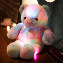 Load image into Gallery viewer, 50cm 30cm Rainbow Creative Light Up LED Teddy Bear Stuffed Animals Plush Toy Colorful Glowing Christmas Gift for Kids Pillow