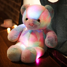 Load image into Gallery viewer, 50cm 30cm Rainbow Creative Light Up LED Teddy Bear Stuffed Animals Plush Toy Colorful Glowing Christmas Gift for Kids Pillow