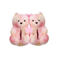 Load image into Gallery viewer, Women Teddy Bear Plush Slippers Cartoon Cute Bear House Slipper Winter Warm Furry Faux Fur Slides Woman Furry Flip Flop Shoes