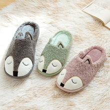 Load image into Gallery viewer, Winter House Women Fur Slippers Soft Memory Foam Sole Cute Cartoon Fox Bear Bedroom Ladies Fluffy Slippers Couples Plush Shoes