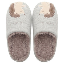 Load image into Gallery viewer, Winter House Women Fur Slippers Soft Memory Foam Sole Cute Cartoon Fox Bear Bedroom Ladies Fluffy Slippers Couples Plush Shoes