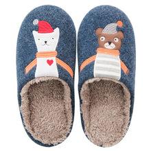 Load image into Gallery viewer, Winter House Women Fur Slippers Soft Memory Foam Sole Cute Cartoon Fox Bear Bedroom Ladies Fluffy Slippers Couples Plush Shoes