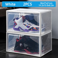 Load image into Gallery viewer, 2pcs AJ Sneakers Box Hardened plastic shoe box Stackable Cabinet Storage Box high-top Dustproof AJ Shoe Rack Organizer