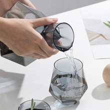 Load image into Gallery viewer, Hexagon Water Pitcher, Gray Glass Kettle with 4 Cups, Beverage Dispenser, Heat Resistant Carafe,Water Jug for Cold Hot Tea