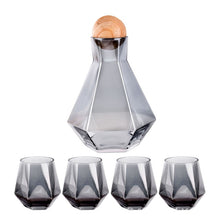 Load image into Gallery viewer, Hexagon Water Pitcher, Gray Glass Kettle with 4 Cups, Beverage Dispenser, Heat Resistant Carafe,Water Jug for Cold Hot Tea