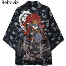 Load image into Gallery viewer, Bebovizi Japanese Style Cat Samurai Kimono Streetwear Men Women Cardigan Japan Harajuku Anime Robe Anime Clothes 2020 Summer