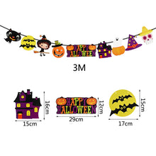 Load image into Gallery viewer, Happy Halloween Paper Banner Horror Bat Pumpkin Witch Spider Skull Garland For Halloween Party Hanging Decoration Bunting Flags
